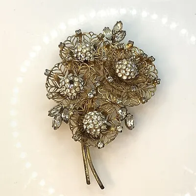 Vintage Vendome Rhinestones Flower Brooch • $109