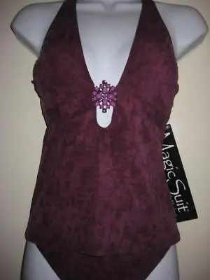 Miraclesuit Plum 2 Pce Tankini Brooch Magicsuit Bathing Swimming Costume • $79.99