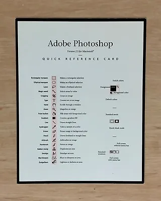 Adobe - Photoshop Version 2.5 For Apple Macintosh - Quick Reference Card - 1993 • $1