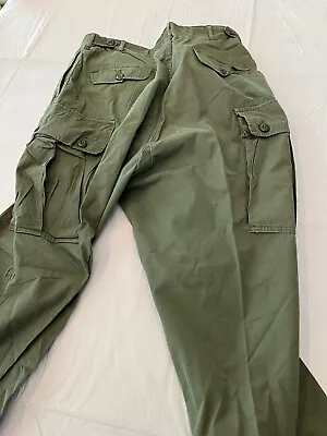 1963 Vietnam Jungle Fatigue Pants First Issue Exposed Buttons Medium Reg # 9 • $350