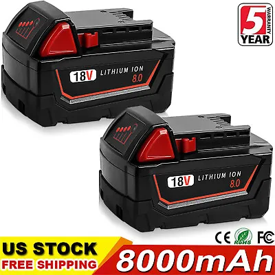 8.0Ah Lithium Extended Capacity Battery For Milwaukee 18V 48-11-1860 48-11-1890 • $27.98