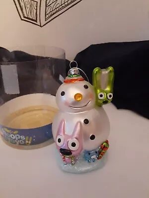 $10 • Buy Hoops And Yoyo Snow Buddies Snowman Glitter Glass Ornament Large Size Colorful