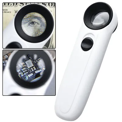 40X Magnifying Magnifier Glass Jeweler Appraisal Loupe Loop With 2 LED Light NEW • £4.69