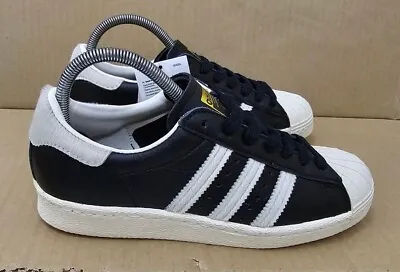 BNIB ADIDAS SUPERSTAR 80's TRAINERS SIZE UK 4 BLACK & WHITE PONY HAIR NEW • £45