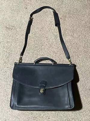 1990s Vintage Coach Beekman Briefcase Chocolate Black Leather G8c-5266 • $80