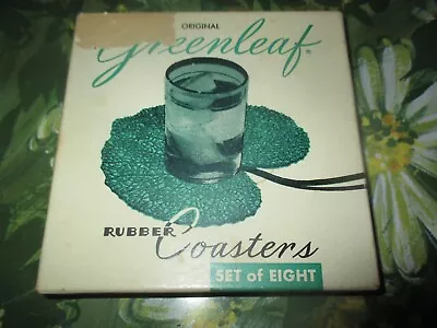 MID CENTURY MODERN Set Of EIGHT Vintage GREENLEAF Rubber COASTERS - 1950's • $11.99