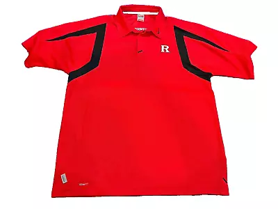 Rutgers Scarlet Knights Nike Team Fit Dry Embroidered Red Polo Size L Vintage • $15