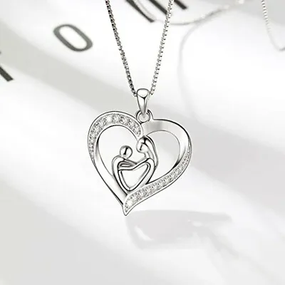 Mom Style Necklace Pendant Romantic Women Cubic Zircon 925 Silver Jewelry • $2.17