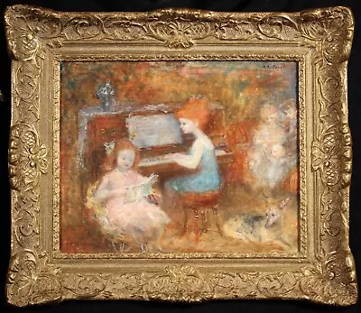 Lucien Moretti (1922-1999) Signed French Post Impressionist Oil - Playing Piano • $710.64