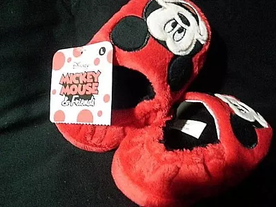  Kids  Disney Mickey Mouse & Friends Indoor  Slippers   L  9-10   Red  NEW • $15.98