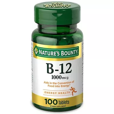 Nature's Bounty Vitamin B12 Supplement. Supports Metabolism. 1000 Mcg. 100 Tabs • $13.60