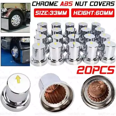 Chrome 20PCS X 33mm Safety Arrow Chrome ABS Wheel Nut Covers Caps For Trucks Bus • $38.95