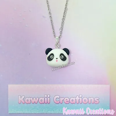 Kawaii Panda Head Resin Necklace - Cute Chibi Animal Themed • £4.50