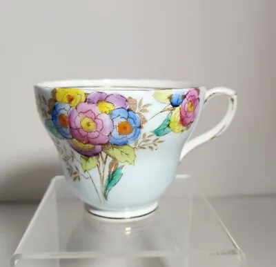 Vintage Foley Bone China Tea Cup Floral Blue 2744 England 1850 Antique Vtg • $18