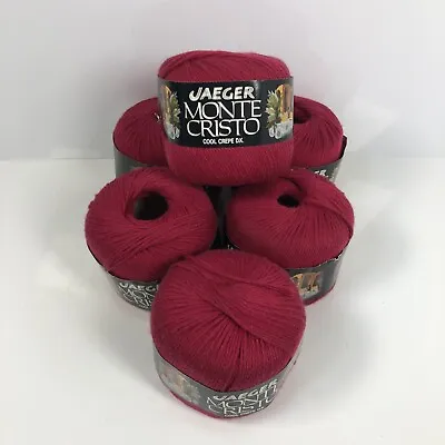 6x 50g BALLS Of JAEGER MONTE CRISTO COOL CREPE DK Rich Pink Shade 165 • £14.99