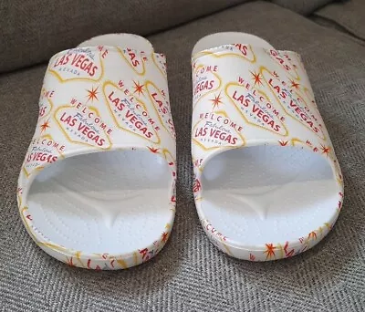 Dawgs Men's Size 11 Las Vegas Nevada Slides Sandals Slip On White Red Logo • $16