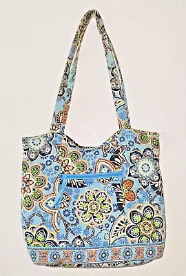Vera Bradley JAVA BLUE Tote Bag RETIRED Print Quilted Shoulder Bag Pre-owned • $19.99