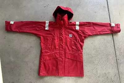 Vintage North Atlantic Trading Co Red Coated Waterproof Nylon Rain Jacket Size L • $67.44