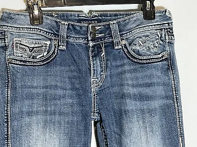 Vigoss The New York Boot Cut Women’s Size 30x31 Embroidered Blue Jeans Stretch • $19.99