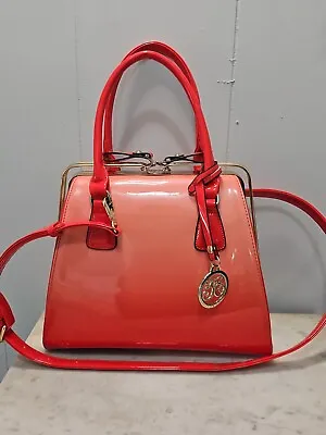 Vieta Paten Leather Ombre Orange Medium Handbag Shoulder Strap Unique Closure  • $85