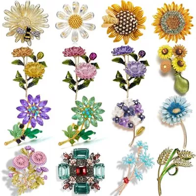 Fashion Flower Pearl Enamel Crystal Brooch Pin Corsage DIY Bouquet Women Jewelry • £3.54