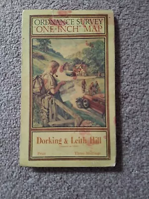 Ordnance Survey One Inch Special Map Of Dorking & Leith Hill. 1929 Linen • £2