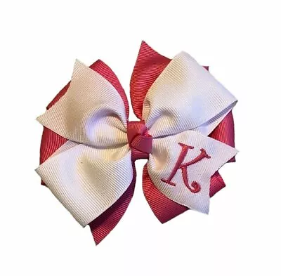 Hot Pink Monogram Hair Bow • $7