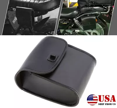 Universal Motorcycle Pouch Front Fork Sissy Bar Saddle Side Tool Bag Pu Leather • $17