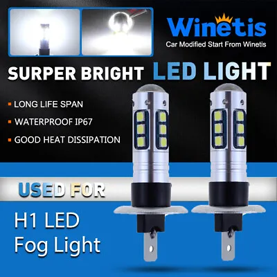 2x H1 6000K White LED ICEBERG BLUE 15-SMD Projector Fog Driving DRL Light Bulb • $13.99