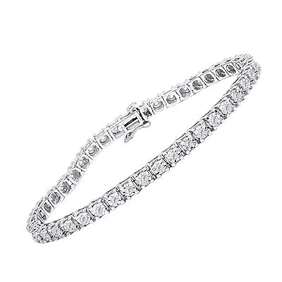 10k White Gold Plated Simulated  Fanook 4MM One Row Tennis Bracelet 1 Ct 7.5  • $346.59