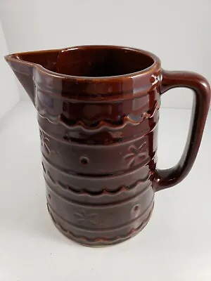 Marcrest  Daisy & Dot Oven-Proof Stoneware Pitcher 8  Brown Drip Vintage • $14.99