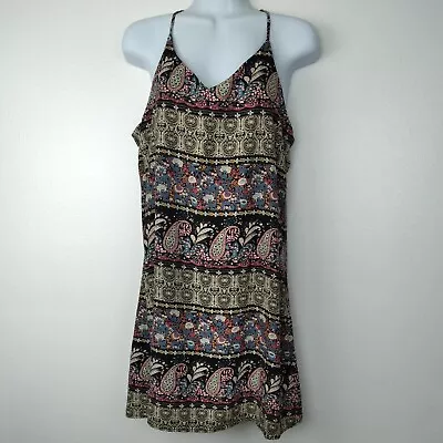 Bo Bel Dress Medium Black Floral Print Sleeveless Racerback Womens • $16.87