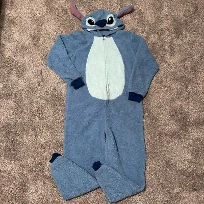 Disney Stitch Sleepsuit Body Suit Plush Adult Size M Pajamas Costume One Piece • £23.15