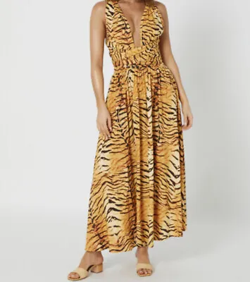 Tigerlily Tora Zinnia Twist Halter Maxi Dress Size 14 **BNWT** RRP $279 • $89