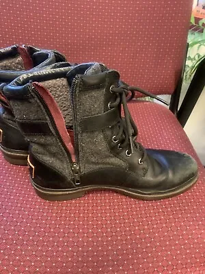 UGG AUSTRALIA Kesey  Boots Side Zip Women Black Leather /wool US 8.5 NO RESERVE • $10