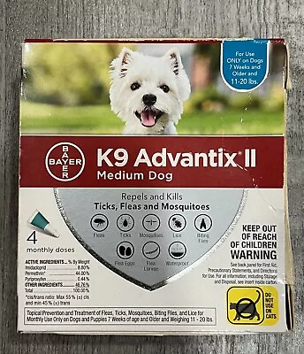 K9 Advantix II Flea Tick Medicine Medium Dog 4 Month Supply  11-20lbs • $42