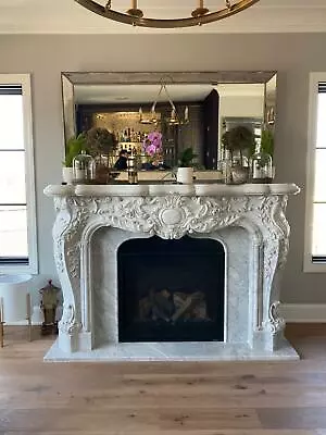 Beautiful French Style Estate Carrara Marble Fireplace Mantel - Jx61 • $8500