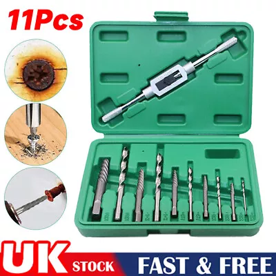 11Pcs Set Broken Screw Extractor Remover Damaged Stripped Drill Bits Bolt Kit UK • £8.49