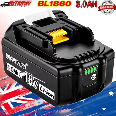 Genuine 18V 8.0Ah Battery For Makita LXT BL1830 BL1850 BL1860 LITHIUM BL1890B AU • $39.29