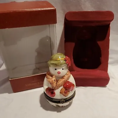 Villeroy & Boch Christmas Trinket Box Snowman Snow Man W Fox Scarf • $12.99