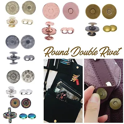 Magnetic Snap Clasp Double Cap Rivets Buttons For Leather Craft Handbags 14/18mm • £8.65