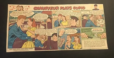 1950’s Vaseline Hair Tonic Chauffeur Plays Cupid Comic Newspaper Ad • $12.99