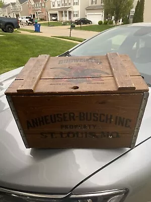 Vintage 1976 Budweiser Anheuser Busch Centennial Wooden Beer Crate Box 1876-1976 • $39.95