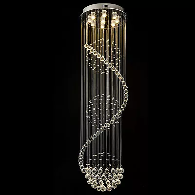 Luxury Foyer Chandelier 9-Light Spiral Staircase K9 Crystal Raindrop Chandelier • $116