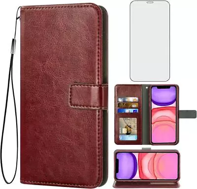IPhone 11 6.1  Wallet Case W Tempered Glass Screen Protector And Flip Cover • $42.95