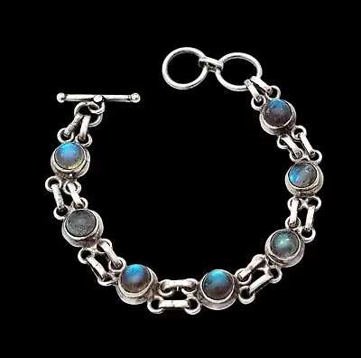 Vintage Sterling Silver Toggle Bracelet Moonstone Native American Kewa Mexico • $0.99