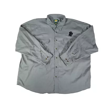 Cabela's Shirt Men's 3XL Green Stonewash Canvas Button Up Long Sleeve Labrador • $23.88