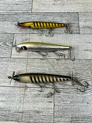 Vintage Devil Horse LOT OF 3 Top Water Wood Fishing Lures - FREE SHIP • $14