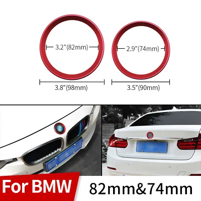 2PC Red Car Front Rear Logo Surrounding Ring For BMW 82mm 74mm Emblem Hood Trunk • $16.20