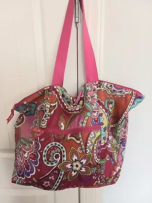 Vera Bradley Large Tote Bag Pink Floral Beach Pool Gym Travel • $15